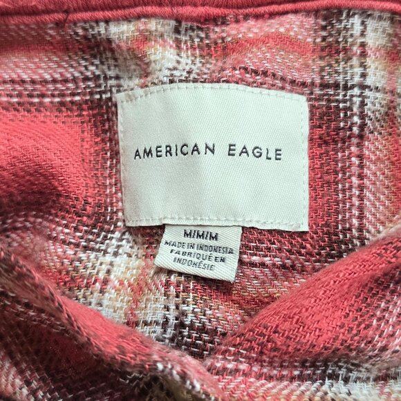 American Eagle Flannel Button Hoodie Size Medium - Picture 4 of 4